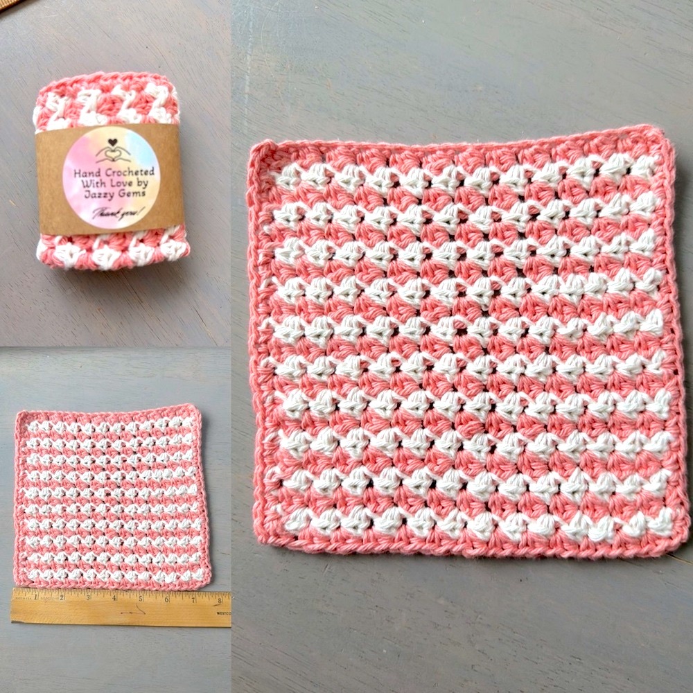 Crocheted Washcloth or Crochet Dishcloth 100% COTTON Hand Crafted Cottoon